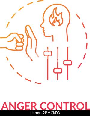 Icône de concept de commande de colère. Amélioration de soi, croissance personnelle, idée de gestion du stress illustration de ligne mince. Gérer les émotions négatives. isola vecteur Illustration de Vecteur