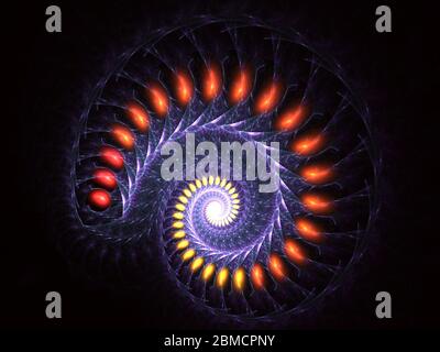 Effet de lignes en spirale fractales multicolores pour un design graphique créatif, une imagination et des illustrations. Motifs et formes fractales abstraits. natura dynamique fluide Banque D'Images