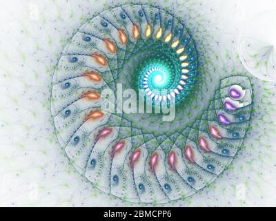 Effet de lignes en spirale fractales multicolores pour un design graphique créatif, une imagination et des illustrations. Motifs et formes fractales abstraits. natura dynamique fluide Banque D'Images
