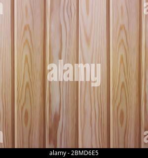 Planches en bois vectorielles dans un style réaliste. Revêtement écologique pour les saunas et les bains de vapeur. Arrière-plan de planches avec une texture en bois Illustration de Vecteur