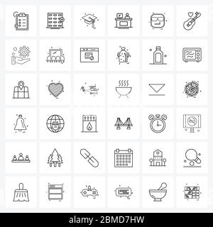 Pack de 36 icônes Universal Line pour applications Web emote, Travel, Hat, service, illustration vecteur hôtel Illustration de Vecteur