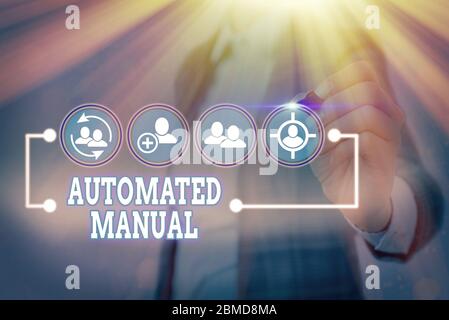 Note d'écriture montrant le manuel automatisé. Le concept commercial pour le changement de déclenchement et il peut basculer facilement entre les humeurs Banque D'Images