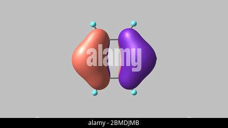 Orbitale moléculaire la plus haute occupée ou HOMO d'une molécule de benzène. Illustration 3D Banque D'Images