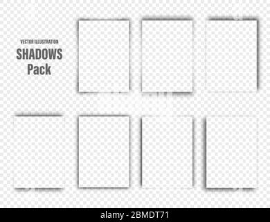 Collection d'ombres réalistes. Séparateurs de page. Ombre d'une feuille de papier A4. Illustration vectorielle. Illustration de Vecteur