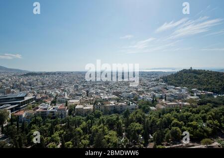 Vue panoramique sur Athènes depuis l'Acropole. Grèce Banque D'Images