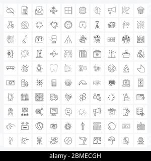 100 Universal Line Icon Pixel Perfect symboles de bordure, travail, graphique, travail, message Illustration vectorielle Illustration de Vecteur