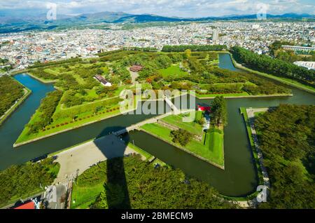 Parc Goryokaku. Un fort étoile à Hakodate, Hokkaido, Japon. Banque D'Images