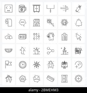 Jeu de 36 icônes de ligne de base de stockage, droite, mobilier, flèches, flèche vecteur Illustration Illustration de Vecteur