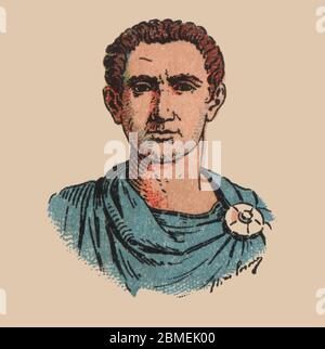 Cayo Julio César (100 AC-44 AC), político y militar, gobernador de la república de Roma. Grabado de 1900. Banque D'Images