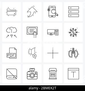 Symboles isolés ensemble de 16 icônes de ligne simple de communication, serveur, rack, dollar Vector Illustration Illustration de Vecteur