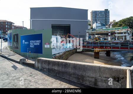 Le site de récupération temporaire de tunnel ennuyeux à Blues point à Sydney Banque D'Images