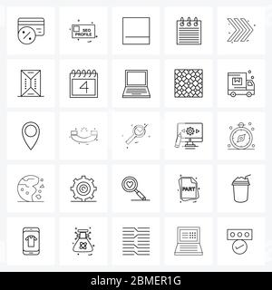 25 Universal Line Icon Pixel Perfect symboles de communication, pointeur, disposition, direction, contenu Illustration vectorielle Illustration de Vecteur