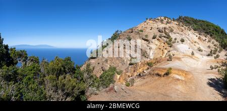 La Gomera - Paysage dans le Cumbre de Chijere avec vue sur l'île de la Palma Banque D'Images