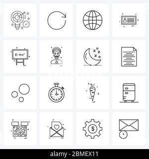 16 icône de ligne d'interface ensemble de symboles modernes sur l'éducation, la physique, la discothèque, la science, le profil Illustration vectorielle Illustration de Vecteur