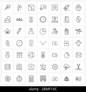 Mobile UI Line Icon ensemble de 49 pictogrammes modernes de prêts, sac à main, no, paiement, dollar Vector Illustration Illustration de Vecteur