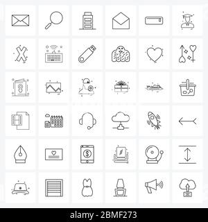 Jeu de 36 icônes et symboles de l'interface utilisateur pour l'argent, les messages, la batterie, la conversation, l'illustration du vecteur de puissance Illustration de Vecteur