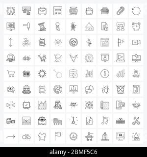 Ensemble de 81 icônes de ligne simple de social, médias, porte-documents, marketing, site Web Illustration vectorielle Illustration de Vecteur
