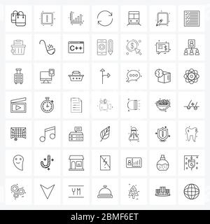 Jeu de 49 icônes et symboles de l'interface utilisateur pour le transport, le public, le graphique, la rotation, le rechargement Illustration du vecteur Illustration de Vecteur