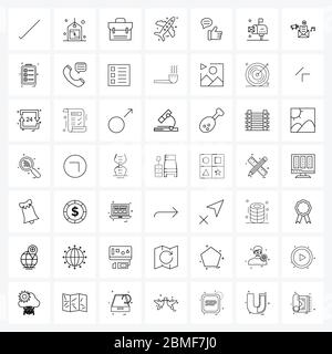 Ensemble de 49 symboles d'icône de ligne et symboles d'illustration de type, commentaire, porte-documents, plan, vecteur de déplacement Illustration de Vecteur