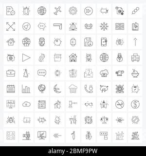 Icône de ligne UI mobile jeu de 81 pictogrammes modernes de cog, plan d'air, conducteur, mode plan d'air, vecteur de connectivité Illustration Illustration de Vecteur
