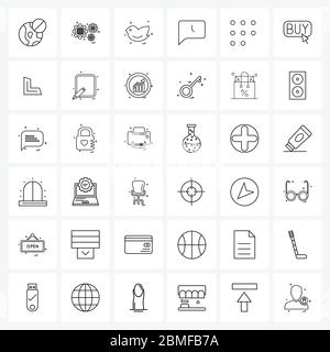 Jeu de 36 icônes et symboles d'interface utilisateur pour l'extrusion, les applications, l'oiseau, la montre, le commentaire Illustration vectorielle Illustration de Vecteur