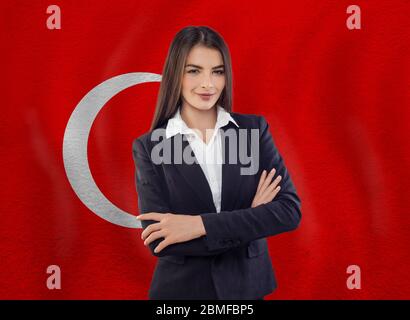 Jeune femme prête pour les affaires ou apprendre la langue Banque D'Images