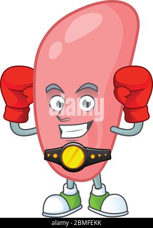 Un sportif neisseria gonorhoeae de boxe athlète dessin animé mascotte modèle Illustration de Vecteur