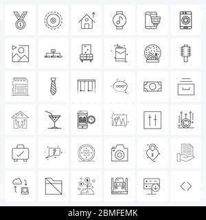 Pack de 36 icônes Universal Line pour applications Web : shopping, mobile, maison, musique, montre intelligente Illustration vectorielle Illustration de Vecteur