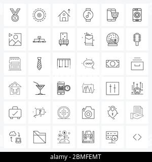 Pack de 36 icônes Universal Line pour applications Web : shopping, mobile, maison, musique, montre intelligente Illustration vectorielle Illustration de Vecteur