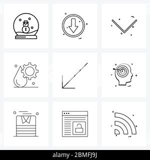 9 icônes universelles Pixel Perfect symboles de gestion, industriel, flèche, engrenage, vecteur Illustration Illustration de Vecteur