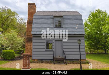 Greeneville, Tennessee, États-Unis - 29 avril 2020 : une réplique de la maison d'Andrew Johnson où il est né à Raleigh, Caroline du Nord où la maison originale Banque D'Images