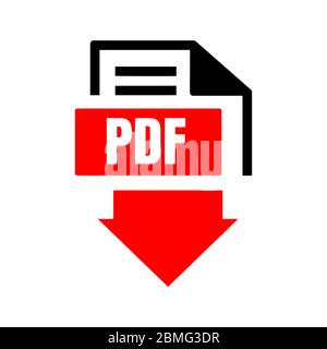 rouge noir signe plat de pdf télécharger symbole logo icône bouton isolé sur fond blanc Illustration de Vecteur