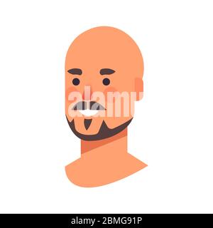 sourire homme chauve tête avatar beau visage humain homme dessin animé personnage portrait illustration vectorielle Illustration de Vecteur