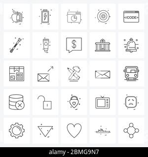 25 Universal Line Icon Pixel Perfect symboles de site Web, REC, web, Button, ui Vector Illustration Illustration de Vecteur