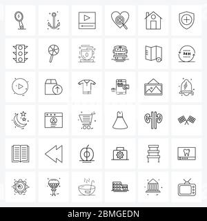 Pack de 36 icônes de ligne universelle pour les applications Web louer, construire, joueur, maison, santé Illustration vectorielle Illustration de Vecteur