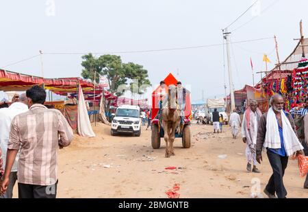 Camel décorée en couleurs pour les touristes dans la Foire de Pushkar Banque D'Images