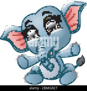 Joli dessin animé éléphant heureux Illustration de Vecteur