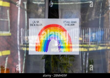 Arc-en-ciel de l'espoir, pandémie Covid 19, Montréal Canada Banque D'Images