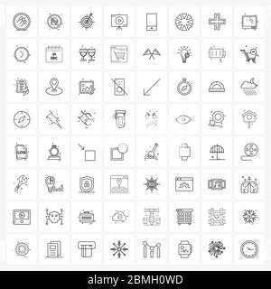 UI jeu de 64 icônes de ligne de base de chargement, téléphone, entreprise, mobile, outils Illustration vectorielle Illustration de Vecteur