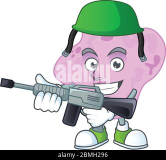 Un élégant modèle de mascotte de tétracycline Army à l'aide d'un pistolet automatique Illustration de Vecteur