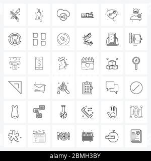 Jeu d'icônes vectorielles de 36 symboles pour la salle de sport, la salle de sport, le partage, le transport, l'illustration vectorielle de voyage Illustration de Vecteur