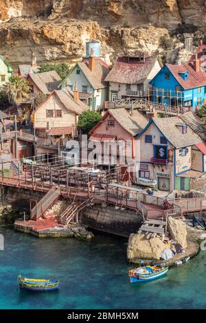 Popeye's Village, un ensemble de films maintenant utilisé comme une attraction touristique, Malte Banque D'Images