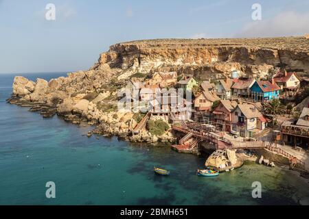 Popeye's Village, un ensemble de films maintenant utilisé comme une attraction touristique, Malte Banque D'Images