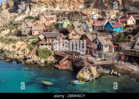 Popeye's Village, un ensemble de films maintenant utilisé comme une attraction touristique, Malte Banque D'Images