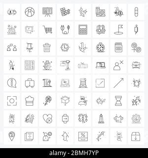 Ensemble simple de 64 icônes de ligne telles que l'appel, la tablette, le tableau, les pilules, la médecine vecteur Illustration Illustration de Vecteur