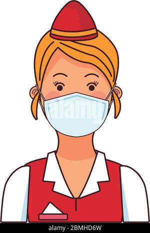 métier de réceptionniste utilisant un masque facial Illustration de Vecteur