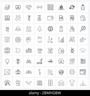 64 Universal Line Icon Pixel Perfect symboles du tube, opposé, mélodie, navigation, direction vecteur Illustration Illustration de Vecteur