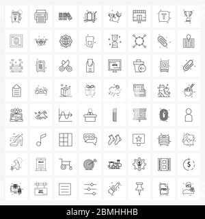 64 Universal Line Icon Pixel Perfect symboles de jeux, chariot, travail, panier, fichier Illustration vectorielle Illustration de Vecteur