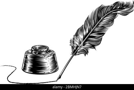 Écriture de plume Quill et Inkwell Illustration de Vecteur
