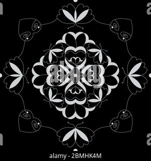 Motif sans couture avec papillons et coeurs. Couleur noir et blanc. Vecteur Illustration de Vecteur